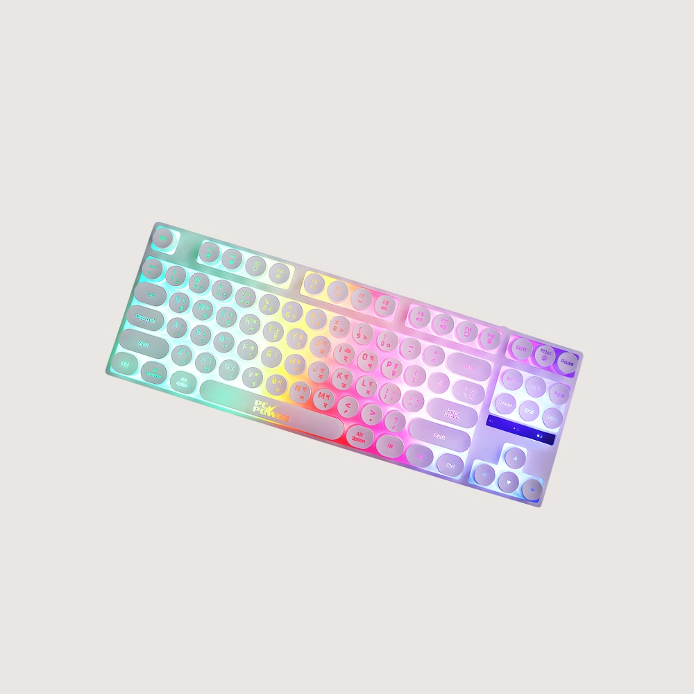 PC POWER K87 White Retro Punk Suspension Keyboard – PC Power